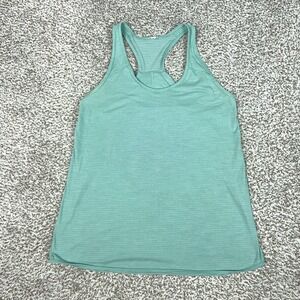Lululemon Tank Top Womens 8 Green Striped Racerback Open Back Yoga Gym Workout